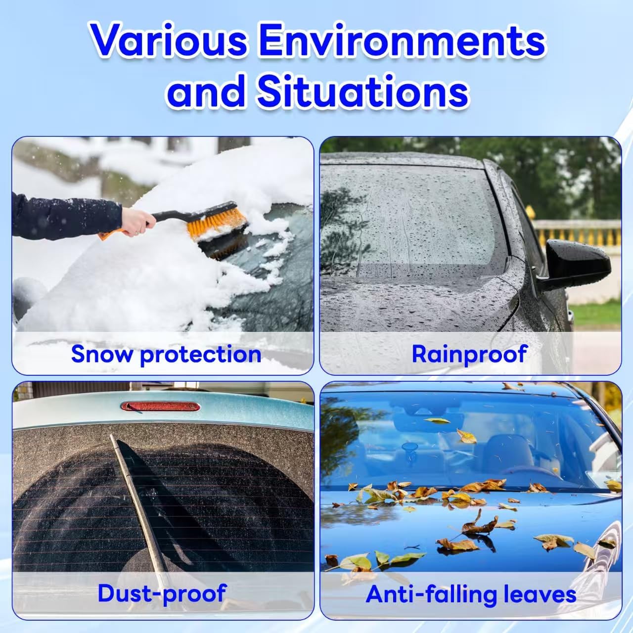 2 Pack Disposable Car Cover Clear Plastic Car Cover Universal Rain Dust Garage Cover with Elastic Band Medium (12.4 FT x 21.6 FT)