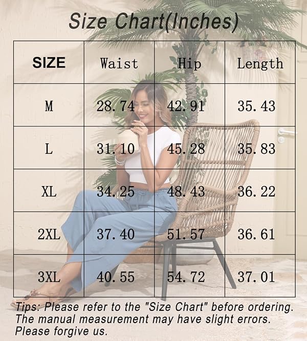 EdgeVibe Capri Pants for Women Wide Leg Summer Beach Capris High Waist Casual Palazzo Pants Cropped Loose Work Pants with Pockets XXL, Dark Coffee by EdgeVibe - Used condition - Image 13