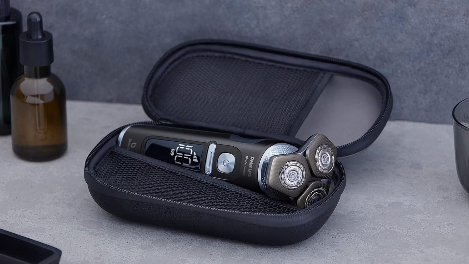 Philips Shaver Razor Series 9000 Prestige, Wet and Dry Electric Shaver, Lift & Cut Shaving System, SenseIQ Technology, Precision Trimmer, Cleaning Pod, Premium Case, Black Matte, Model SP984