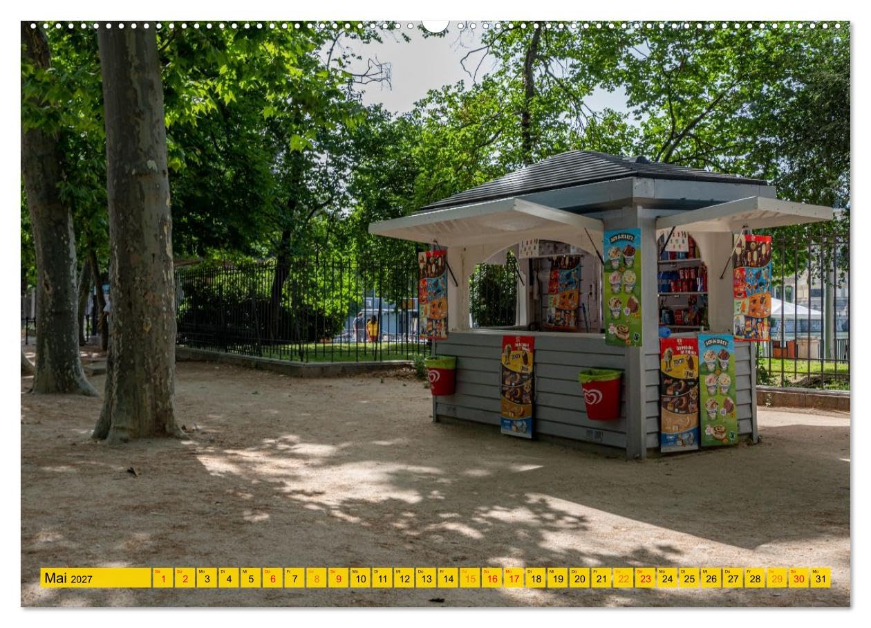 Kalender 2027 · Kleine Läden, große Motive | Besondere Geschäfte, Kioske und Schaufenster aus Rom, Paris, Porto, Brüssel… · DIN A2 quer · CALVENDO Premium Wandkalender