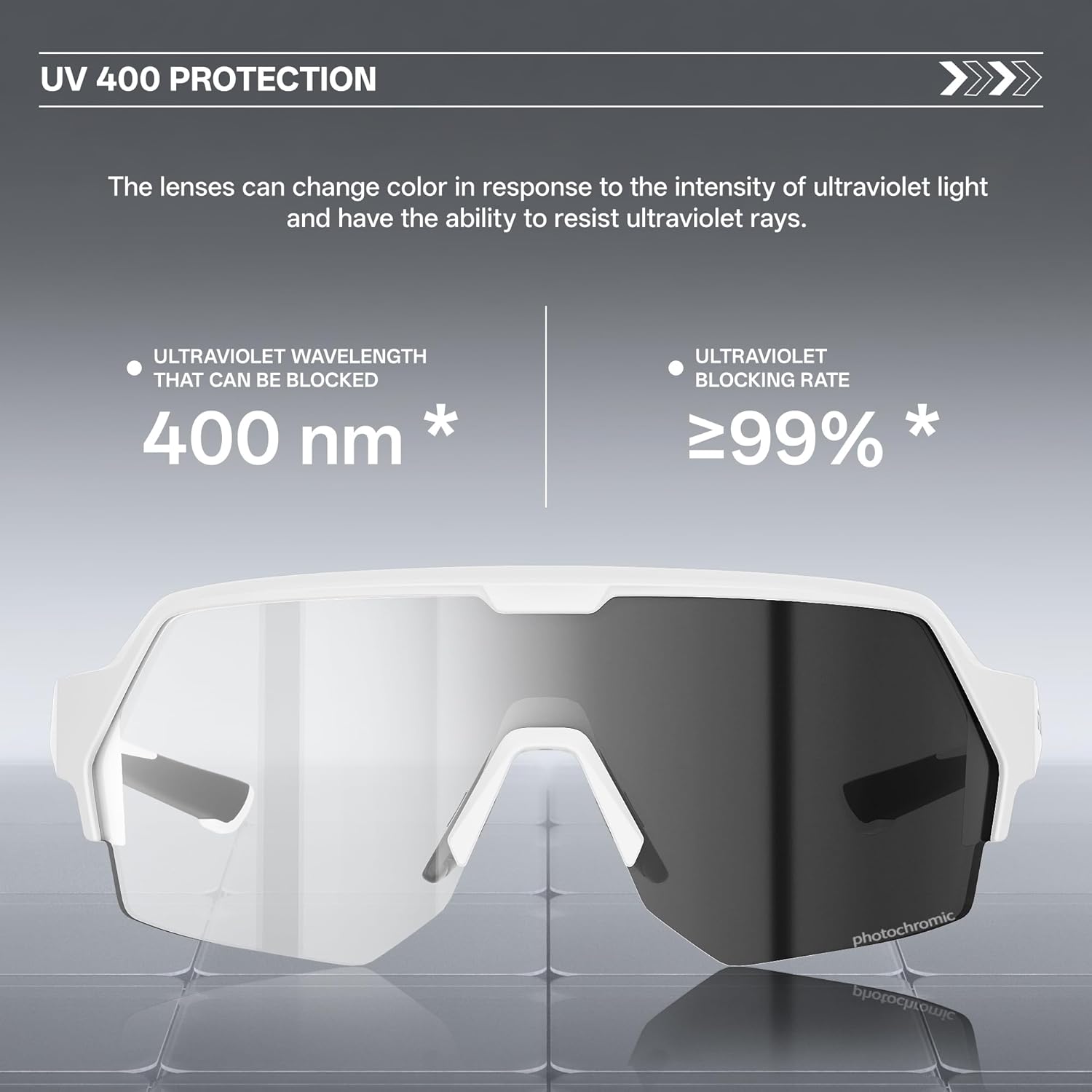 KAPVOE Photochromic Cycling Glasses for Men Women with UV400 Protection Sports Sunglasses for Biking Running MTB K360
