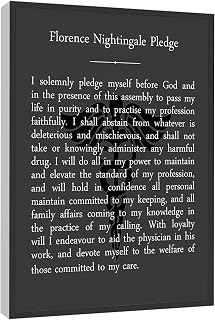 RCVTVPV Florence Nightingale Pledge Quote Wall Art Nurse'S Pledge Poster Literary Quote Art Canvas Wall Art For Home Office Framed Ready to Hang 8"x12"