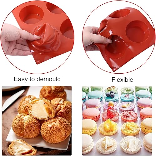 Miniatura 4 de Paquete de 3 moldes de silicona redondos grandes de 6 cavidades, molde de silicona antiadherente para hacer cilindros trapezoidales para dulces,