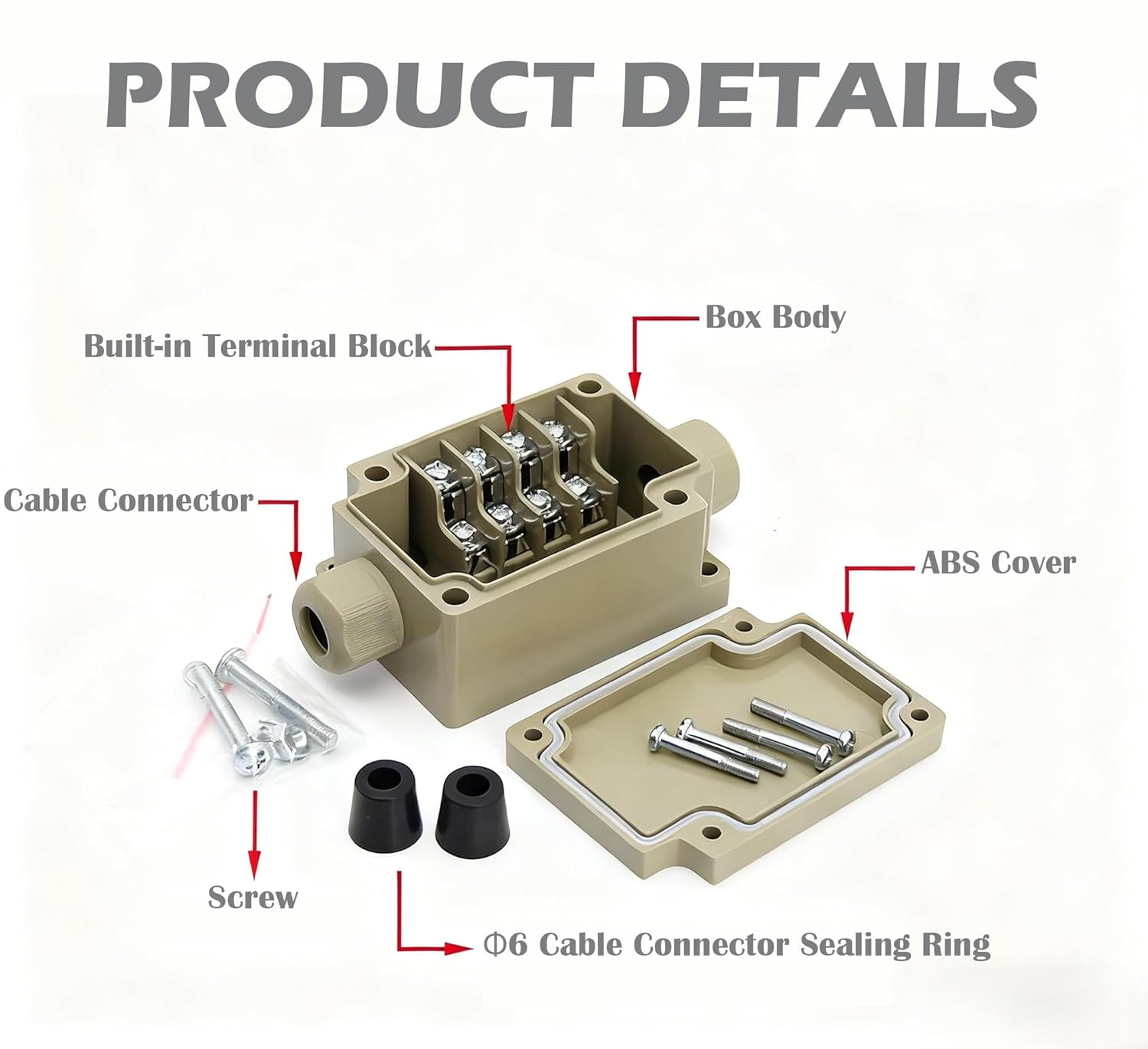 Outdoor IP68 Waterproof Junction Box, Splice Box 3 Way M25 Underground Coaxial Cable Connector for 5-14mm Wire Range External Electric Power Cord Boxes