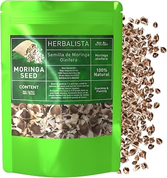 Herbalista Moringa Seeds | 8oz 226g Approx. 800+ Seeds | Premium PKM1 Variety | Snacking & Planting | Non-GMO | Wildcrafted Drumstick Tree Malunggay | Moringa Oleifera Semillas