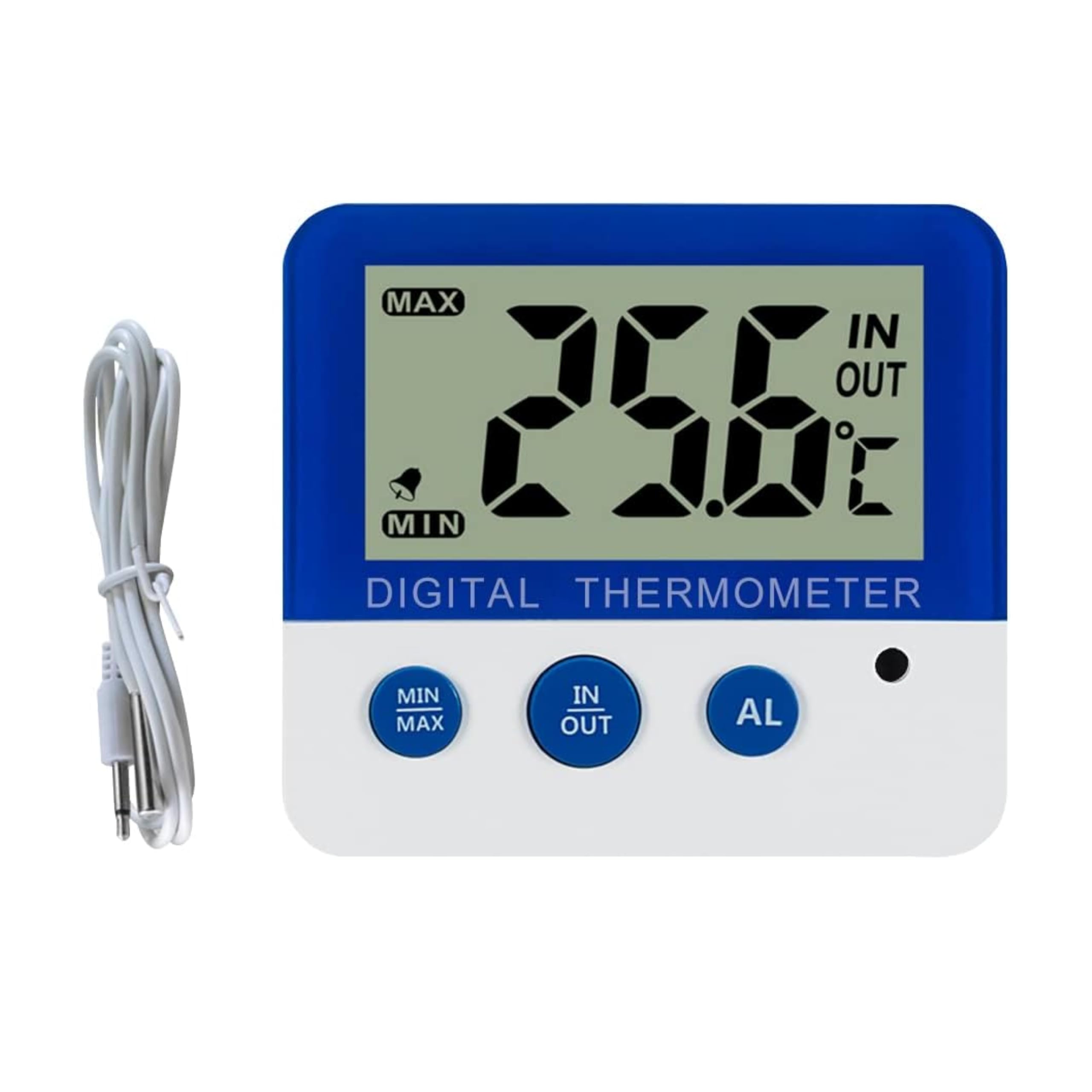 Genex Digital Freezer Thermometer, LCD Display, -50°C to +70°C Range, Indoor Outdoor Temperature Monitor with Alarm
