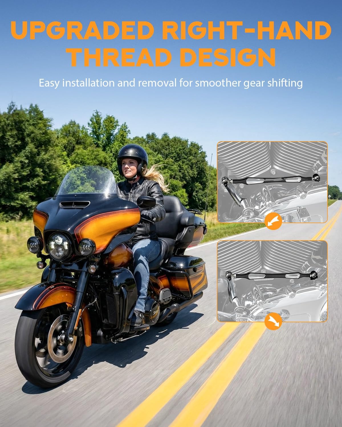 PBYMT Shift Linkage Shifter Linkage Compatible for Harley Davidson Softail Trike Road King Electra Street Glide 1986-2024 Black Style C