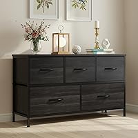 Vista 131 de OLIXIS Cómoda de 5 cajones para dormitorio, torre de almacenamiento de tela para sala de estar, entrada, marco de acero resistente, parte superior