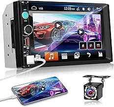 NHOPEEW 2 Din 7 Inch Car Radio with Wired Mirror Link, Bluetooth FM EQ, Steering Wheel Control, Same Video Sharing, 7 Color Illuminated Buttons, Dual USB/Type-C/SD/AUX Ports