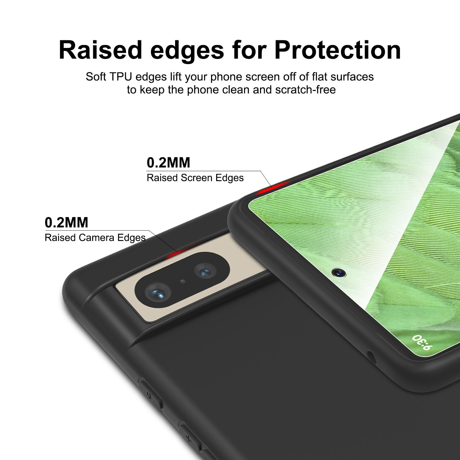 Weideworld Cover E Pellicola Per Google Pixel 7 - Custodia In Silicone Con Fibra Di Carbonio + 3 Vetri Temperati - 3