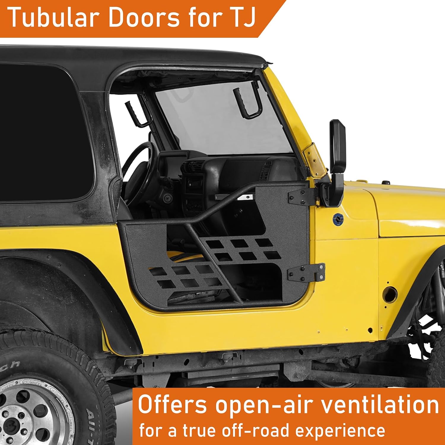 Hooke Road TJ Tube Half Doors for 1997-2006 Jeep Wrangler TJ, Off Road Tubular Trail Door, 2 PCS Set