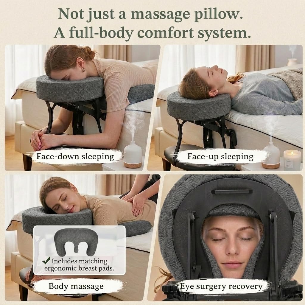 Massage Headrest for Bed with Arm Rest & Breast Pillow & Face Down Pillow image 5