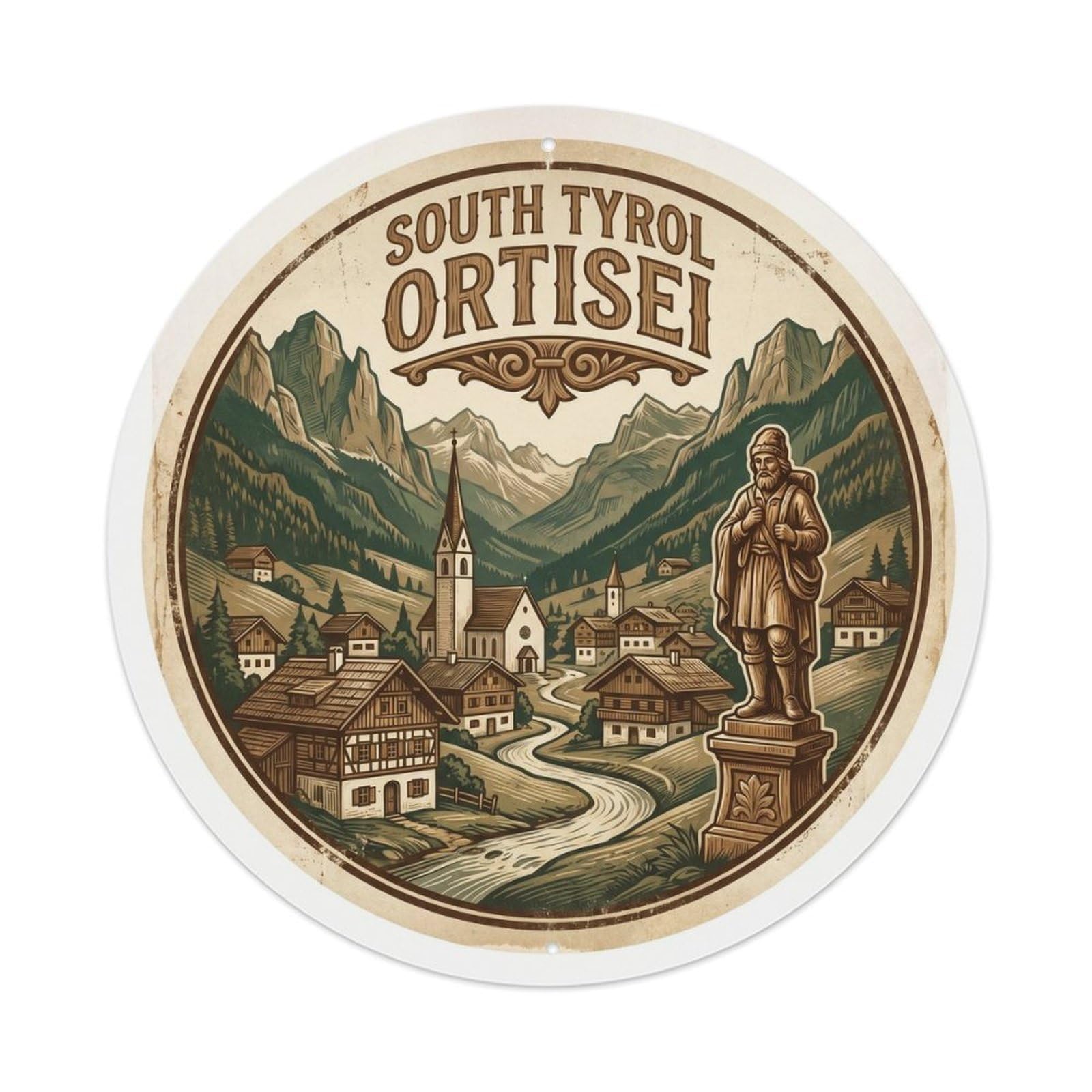 South Tyrol Italy Ortisei Landmark Travel Classic Metal Tin Sign