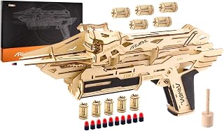 3D Wooden Puzzles for Adults - DIY Assault Gun Model Building Kits - Brain Teaser Mechanical Puzzles Kit for Teen - with 10pcs Ejecting Mag 20pcs Soft Bullets - Unique Toy Gifts for Ages 14 and Up