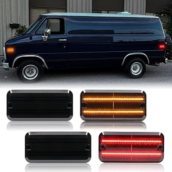 LED Side Marker Lights Replacement for 1985-1995 G10 G20 G1500 G2500 Van, 1985-1996 G3500 G30 P30 Base Van, 4 PCS Side Position Fender Parking Lamp Replace OE GM2550113, GM2860101