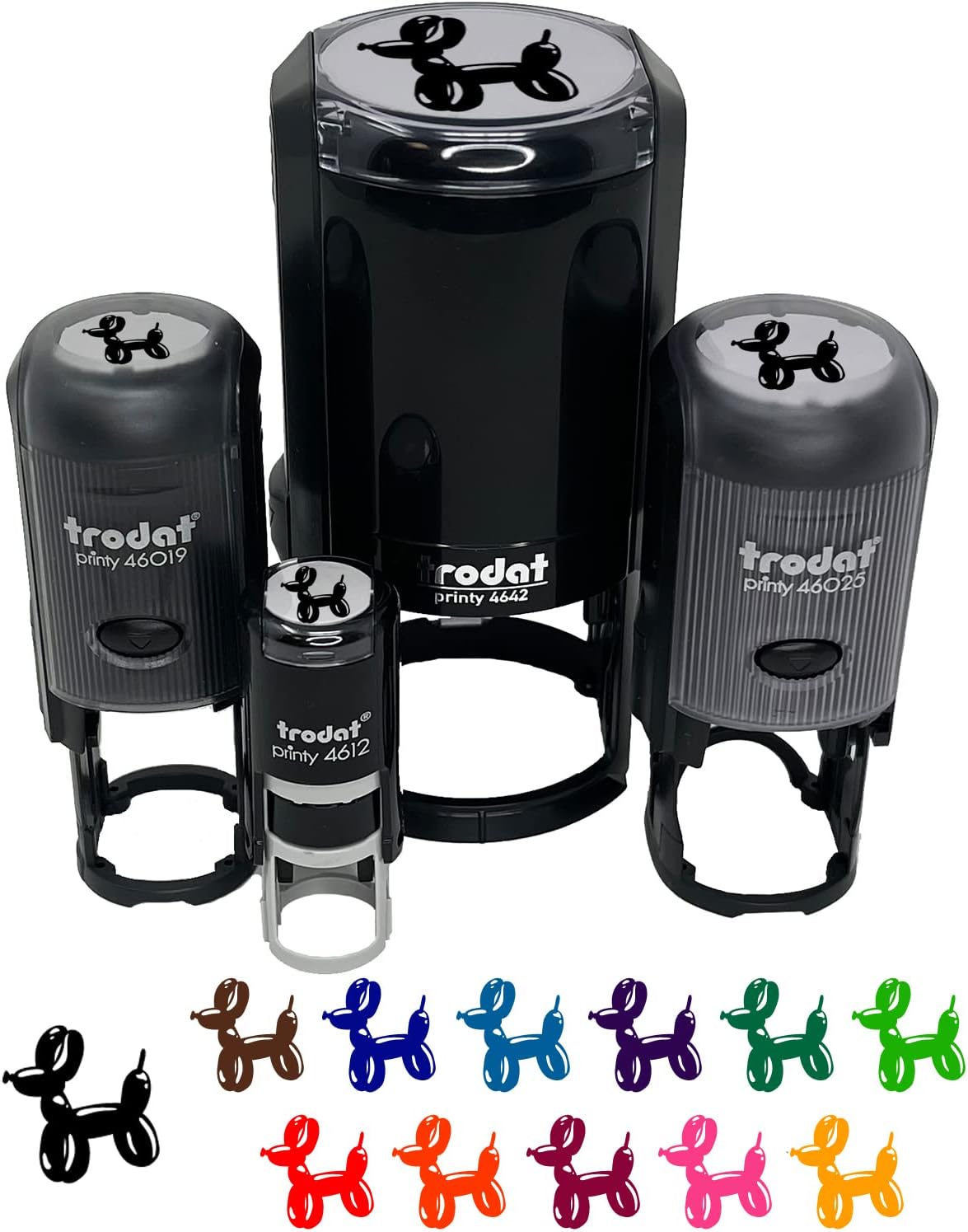 Balloon Animal Dog Self-Inking Rubber Stamp Ink Stamper for Stamping Crafting Planners - 1-1/2 Inch Large - Blue Ink