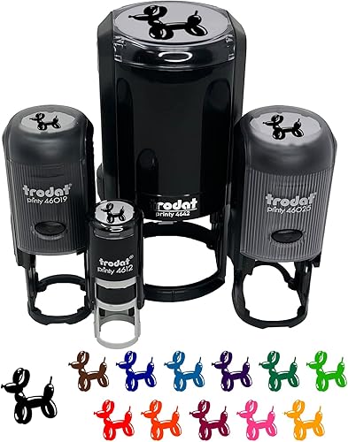 Sello de goma autoentintado para perros con diseño de globos, diseño de animales, planificadores de manualidades, 1 pulgada mediana, tinta verde lima