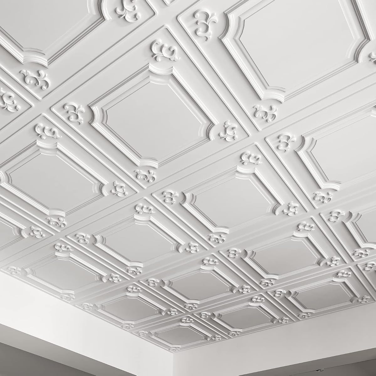 Art3d 12-Pack Waterproof PVC Drop Ceiling Tiles, 24 x 24 in, White | Lightweight, No Sag and Breakage, Easy to Clean, Compatible with Grid System, Perfect for Basement, Kitchen