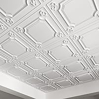 Art3d 24x24 White Drop Ceiling Tiles 12-Pack (48 Sq Ft) - 3D PVC Panels for Easy T-Bar Drop-In or Glue-Up Walls