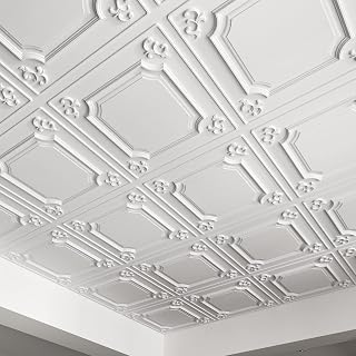 Art3d 24x24 White Drop Ceiling Tiles 12-Pack (48 Sq Ft) - 3D PVC Panels for Easy T-Bar Drop-In or Glue-Up Walls