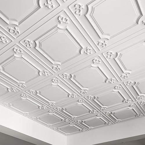 Art3d Drop Ceiling Tiles 24x24 in White (12-Pack, 48 Sq.ft), Wainscoting Panels Glue Up 2x2