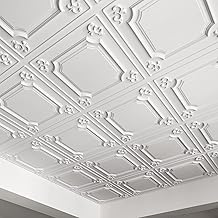 Art3d PVC Panels for Wall and Ceiling, 61 x 61 cm Decorative 3D Wall and Ceiling Panels, PVC Ceiling Panels (12 Pieces)