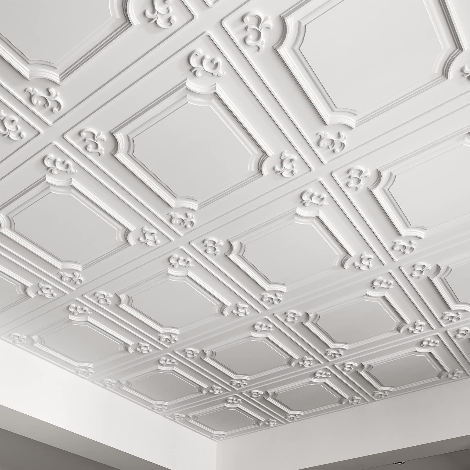 Art3d Drop Ceiling Tiles 24x24 in White (12-Pack, 48 Sq.ft), Wainscoting Panels Glue Up 2x2ClimatePartner certified