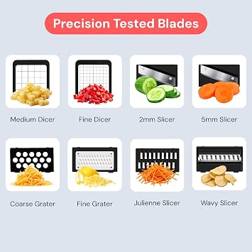 Fullstar XL Vegetable Chopper & Mandoline Slicer Vegetable, Onion, Potato, Food, Veggie & Fruit Slicer, Dicer & Spiralizer with Pull-Out Catch Tray, Kitchen Gadgets & Gifts (8 in 1, Black/White)