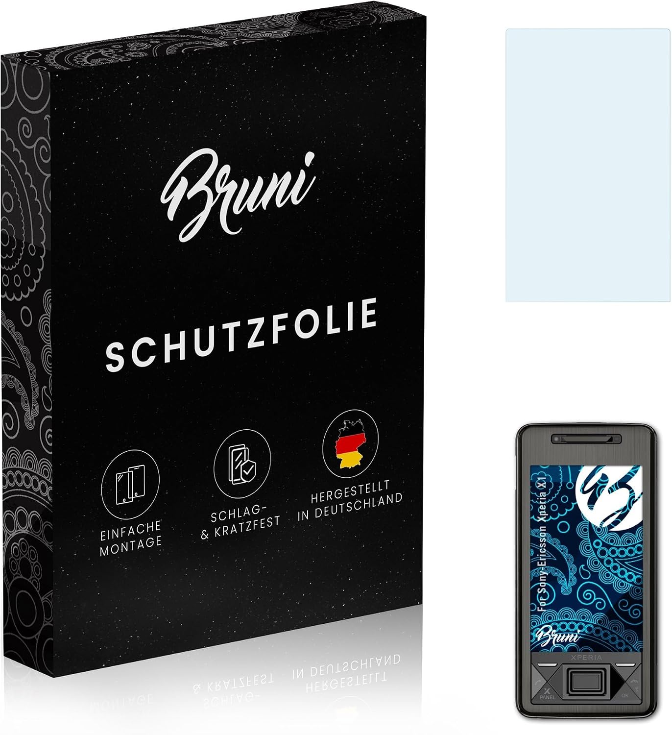 Bruni Screen Protector compatible with Sony-Ericsson Xperia X1 Protector Film, crystal clear Protective Film (2X)