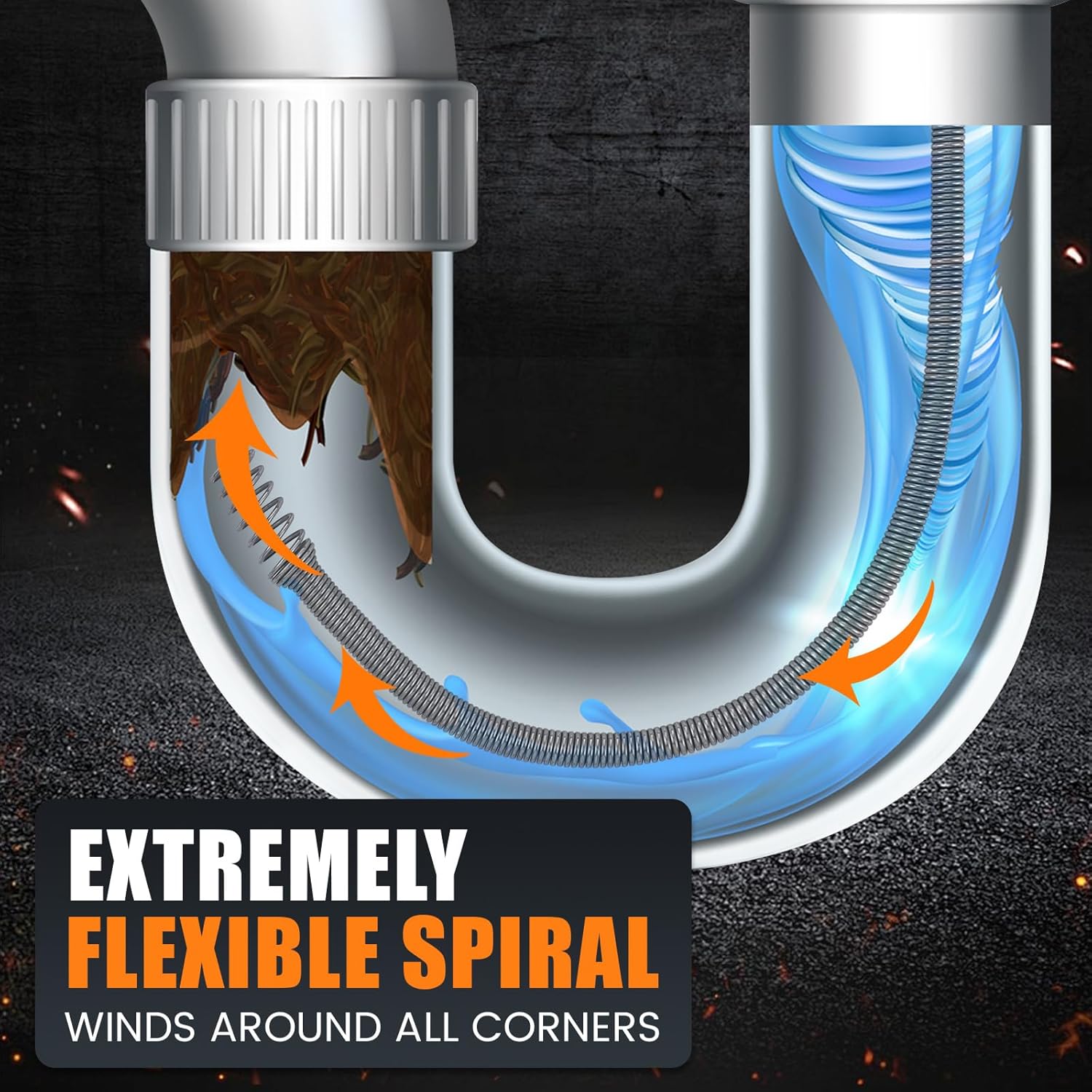 Threlaco 50 ft Drain Auger Plumbing Snake for Heavy Deep Blockages 1/4" Diameter Flexible Plumbing Cables Drain Snake for Kitchen Bathroom Shower Sink Cleaning Drainage Clogs