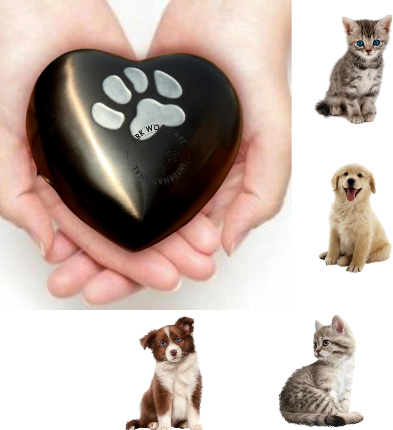 Heart Shaped Urns for Human Ashes Cremation Urn Heart Metallic - Funeral Urn for Ashes Male and Female Decorative Heart Urn Free with Heart Stand and Beautiful Box[ Black Heart Shape URN]