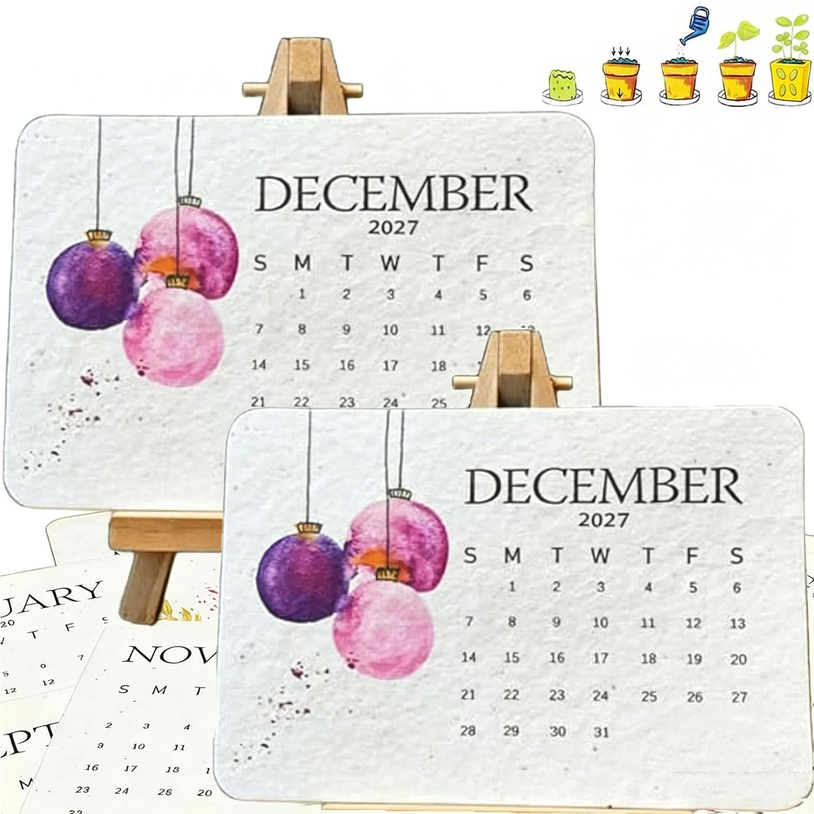 Eco-Friendly Plantable Love Seed Calendar 2027, Grow Your Own Garden (2PCS)