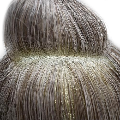 Miniatura 4 de Pieza de cabello humano tipo tupé para hombre, suave encaje suizo para hombres, unidades de repuesto invisibles, poliuretano de aspecto natural,