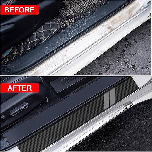 Vista 37 de Protector de umbral de puerta para Dodge Charger Challenger Durango, accesorios para umbral de puerta de automóvil con raspador de plástico, Blanco