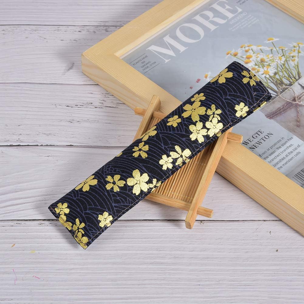 Srliya Single Pen Storage Bag Retro Flower Pattern Hot Gold Cotton Cloth Protective Cover image 4