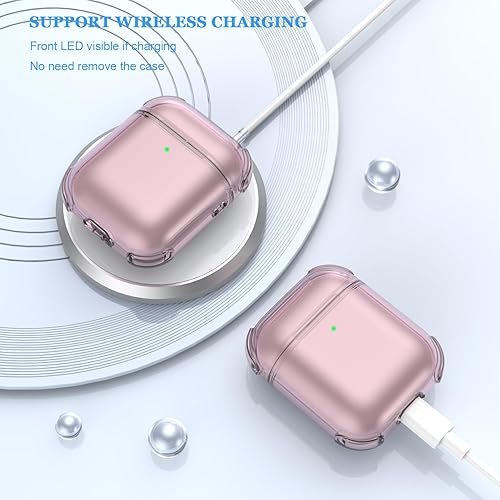 Miniatura 6 de MHYALUDO Funda para Airpods de 2 generación, TPU suave transparente transparente de cuatro esquinas, grado militar, a prueba de golpes, con kit de