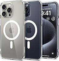 Vista 46 de Spigen Funda para iPhone 15 Pro Max, ultra híbrida MagFit [antiamarilleo] [compatible con Magsafe] - Transparente