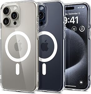 Spigen Case for iPhone 15 Pro Case, Ultra Hybrid MagFit [Anti-Yellowing] Designed for Apple iPhone 15 Pro - Crystal Clear