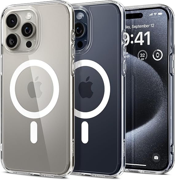 Spigen iPhone 15 Pro ile Uyumlu MagSafe Kılıf Ultra Hybrid Mag Fit Sararmaya Dayanıklı Beyaz Şeffaf Kapak - ACS06715 (Spigen TR Garantili)