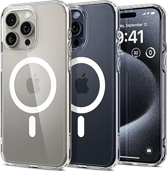 Spigen iPhone 15 Pro ile Uyumlu MagSafe Kılıf Ultra Hybrid Mag Fit Sararmaya Dayanıklı Beyaz Şeffaf Kapak - ACS06715 (Spigen TR Garantili)