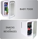 Koolatron Mirrored LED Mini Cooler/Mini Fridge for Cosmetics, Beverages, Food, or Medicines (4 Liters/4.2 Quarts)