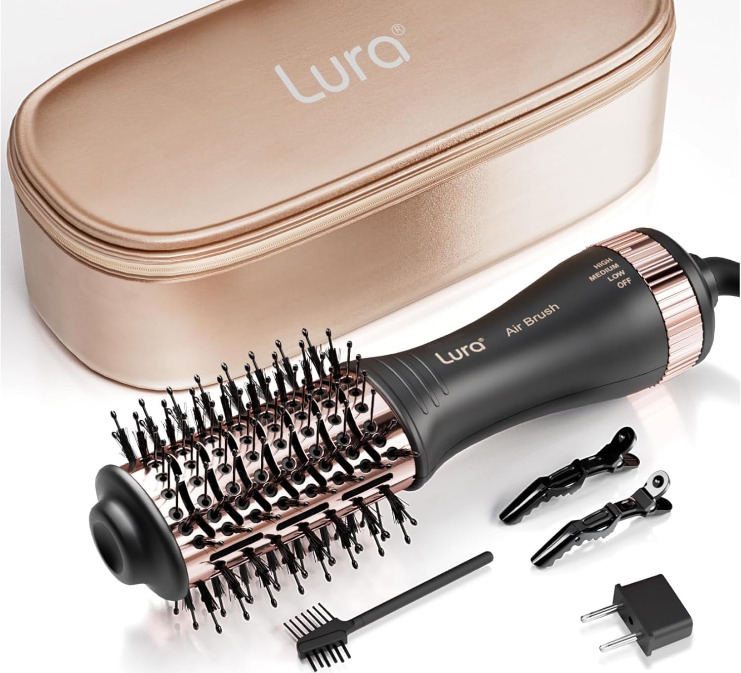 automatic dual voltage hair dryer brush with european plug,mini travel blow dryer brush for women,portable light weight one step hair dryer and styler for kids