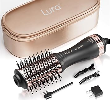 Automatic Dual Voltage Hair Dryer Brush with European Plug,Travel Hair Blow Dryer Brush with Travel Bag,Mini Hair Brush Blow Dryer for Women,Small Hot Air Brush for Kids