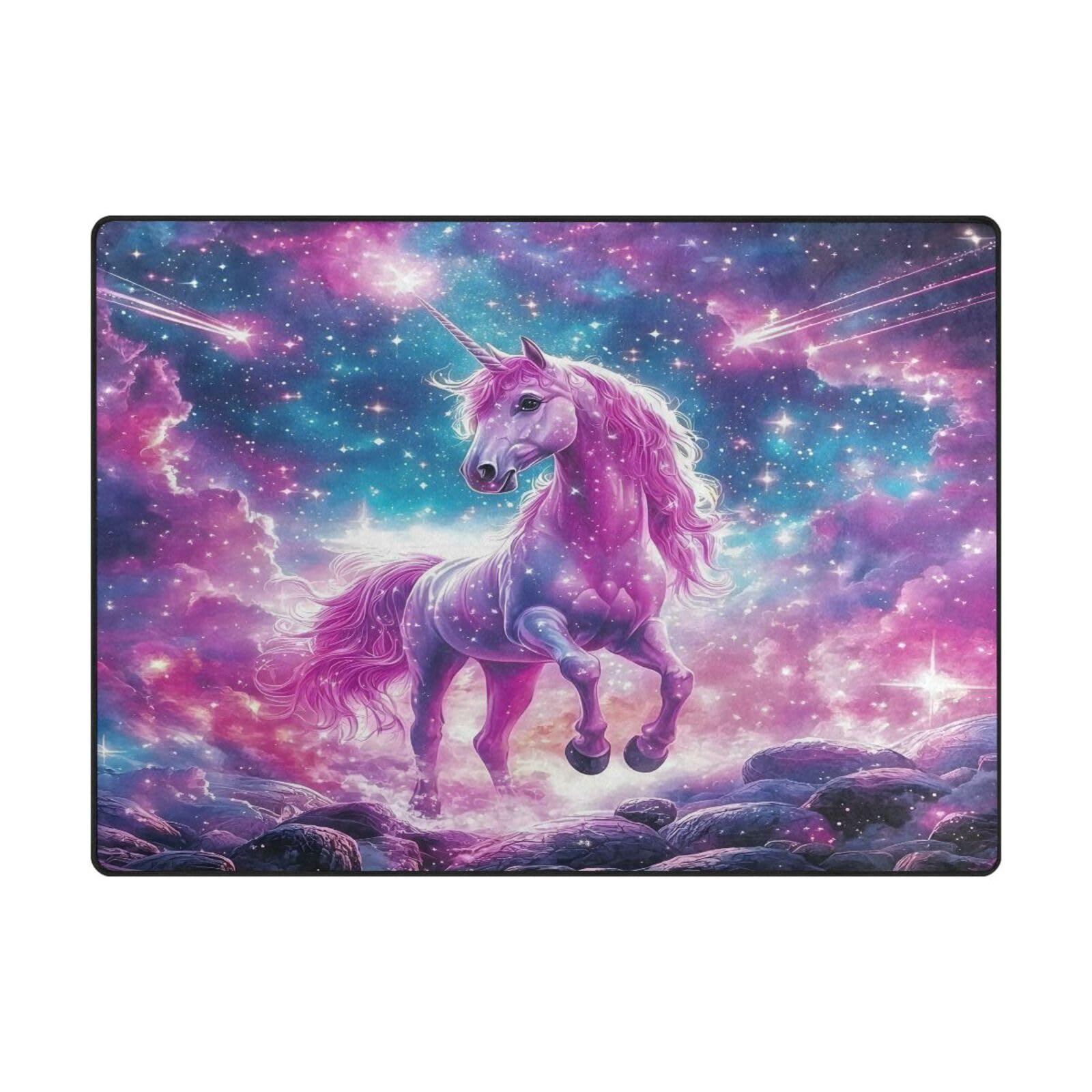 Tapis doux licorne rêveuse grand tapis contemporain 203x147 de salon Mnsruu