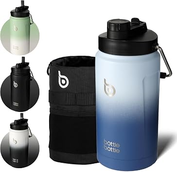 BOTTLE BOTTLE Water Bottle, 67.6 fl oz 2 L, Insulated Jug, Large Capacity, Straw Drink, Direct Drink, 2-Way Lid, Cover Included, Handle, Outdoor, Blue