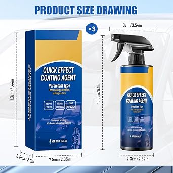 3pc Advanced Car Quick-Acting Coating Agent Spray, 120ml Quick Effect Coating Agent, Car Coating Spray, 3 in 1 High Protection Quick Effect Waterless Wash Coating, Advanced Ceramic Sprays Coatings