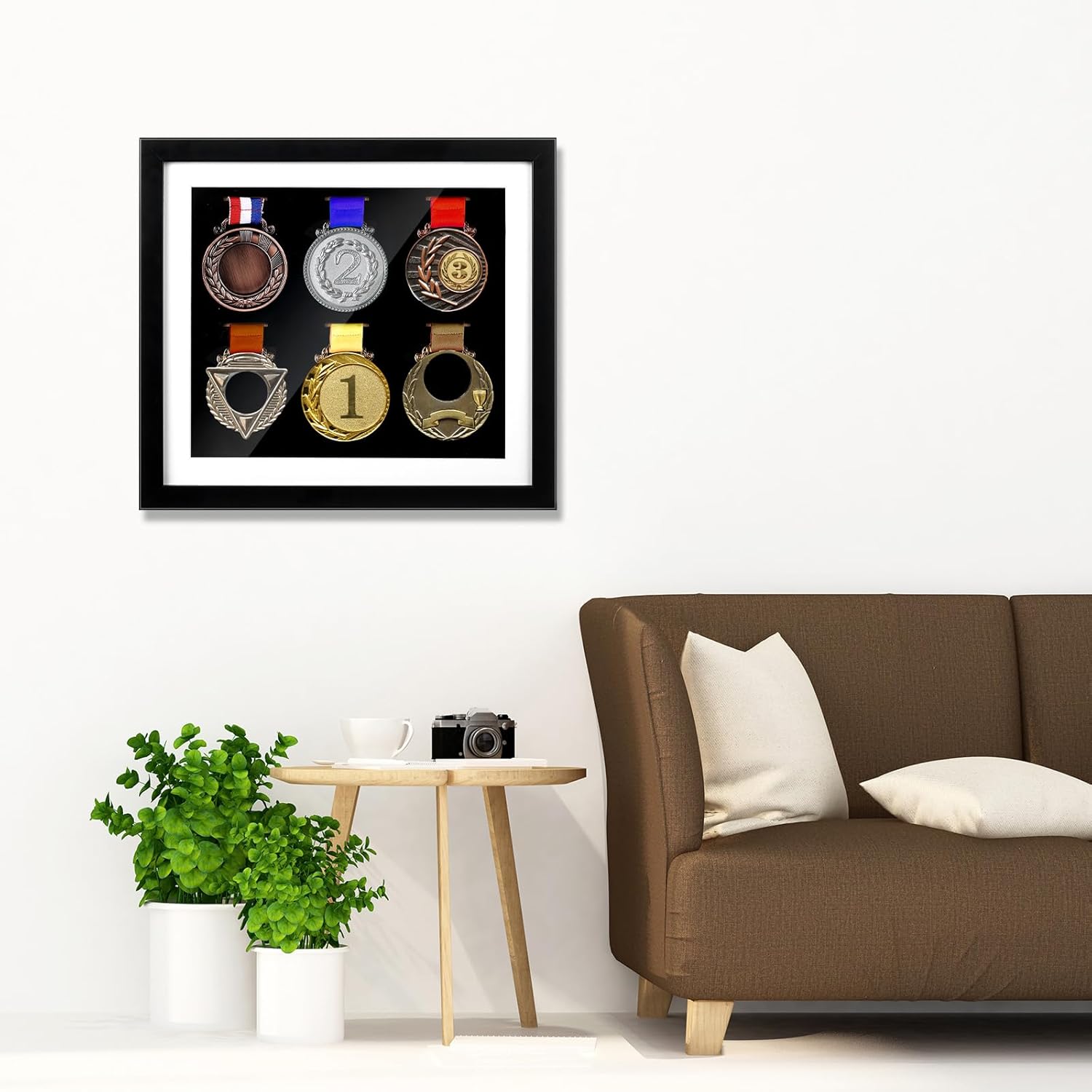 6 Medals Display Case 13 x 11.81 Inch Large 3D Medal Shadow Box Display Frame for Runners Marathon Triathlon Soccer Gymnastics All Sports Medals