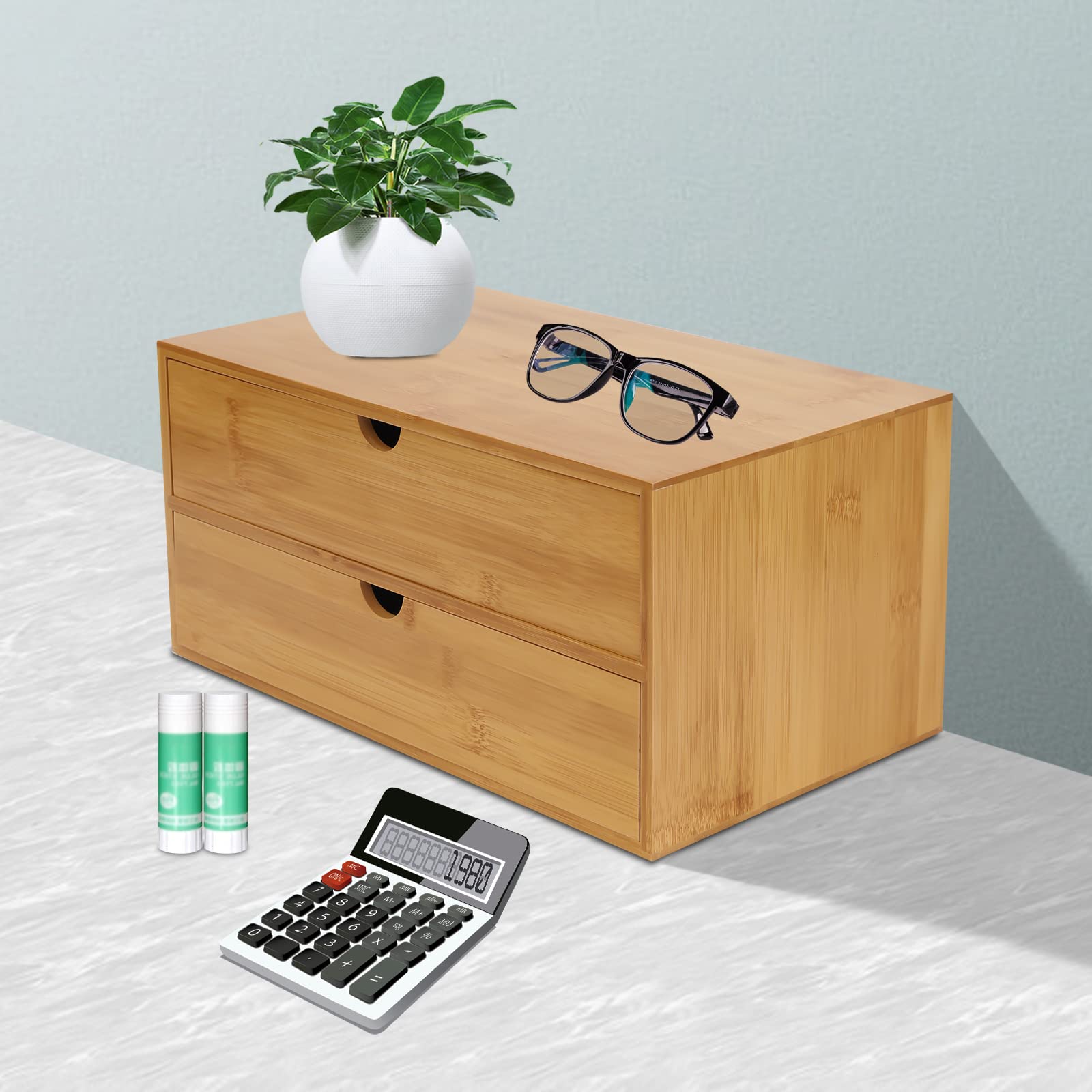 Organizer da scrivania in legno, mini cassetti da scrivania, organizer da scrivania (tipo 1 (2 cassetti)