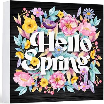 Spring Decor Farmhouse Hello Spring Wood Sign Floral Spring Decorations