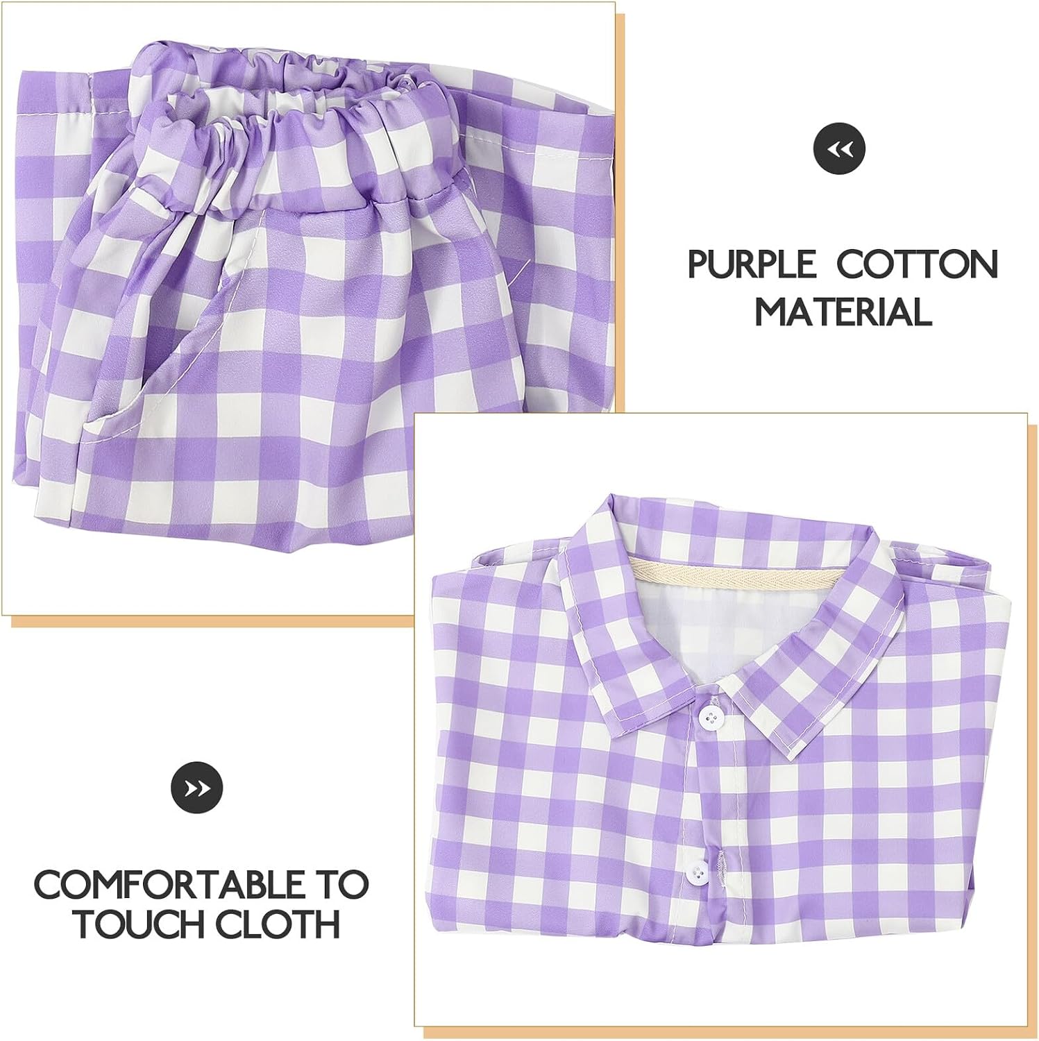 Boy Summer Clothing Set, Short Sleeve Plaid Shirt and Pants Outfit, Lightweight Breathable Cotton for 100cm Height, Boys Casual Suit for Warm Weather